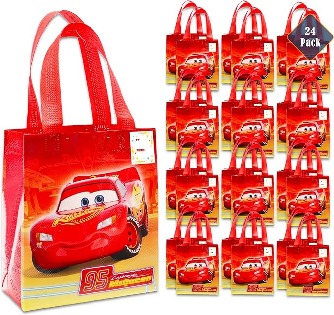 Disney Cars Party Favor Bags Set – 24 Pack of 8" Cars Party Goodie Bags for Kids Bulk Reusable ... | Amazon (US)