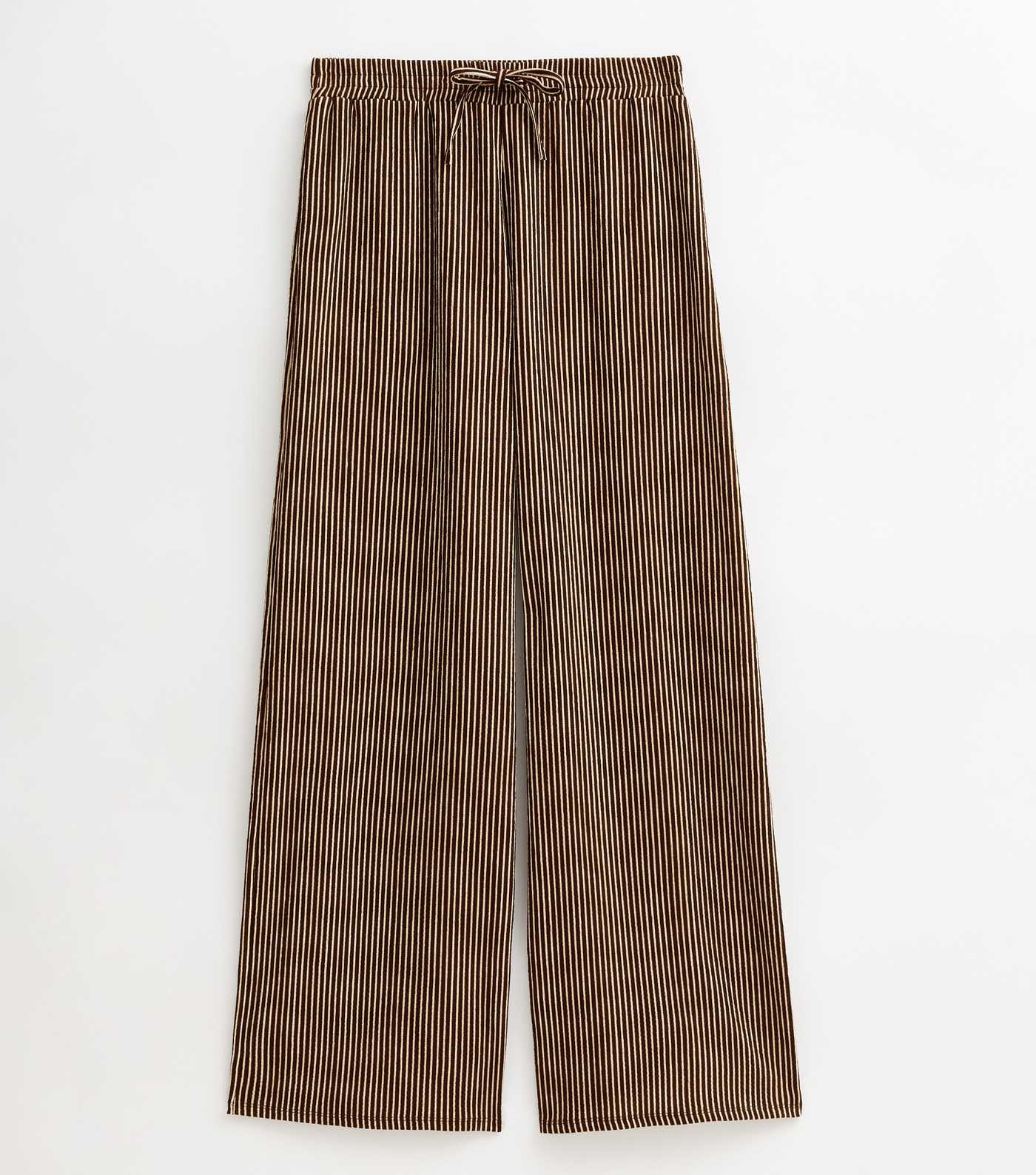 Brown Striped Drawstring Waist Wide Leg Trousers | New Look | New Look (UK)