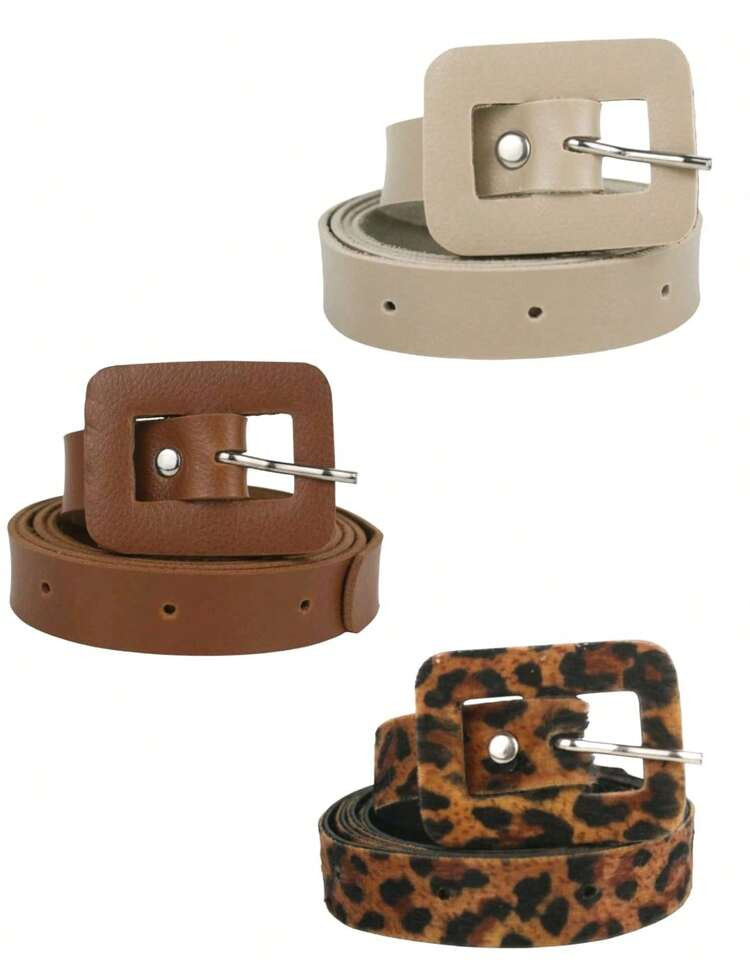 Kit 3 Cinto Feminino Com Fivela Quadrado | SHEIN