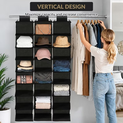 3-Tier Hanging Shoe Organizer for Closet, 8 Shelves Gray Closet Storage Holder with Hooks for Shoes, Purses, Scarves, Accessories | Target