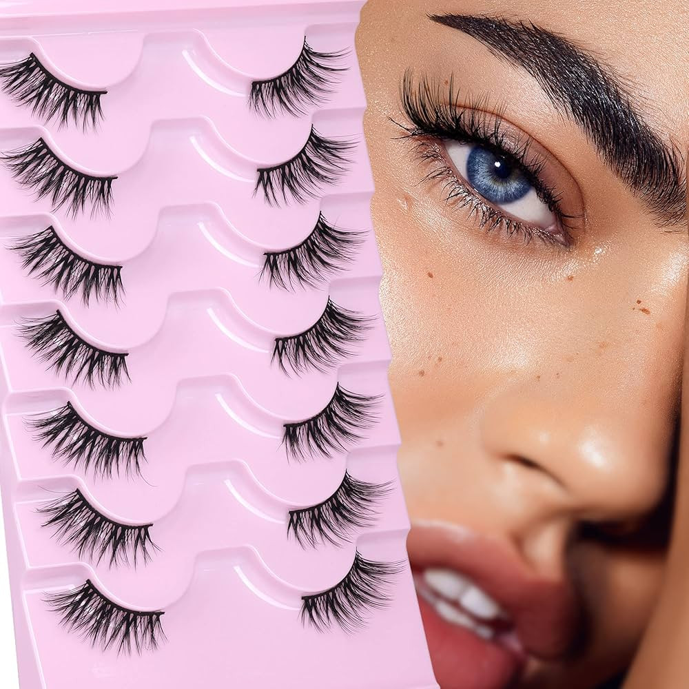 Half Lashes Cat Eye False Eyelashes Natural Look 3D Fluffy Mink Lashes Faux Natural Lashes Pack W... | Amazon (US)