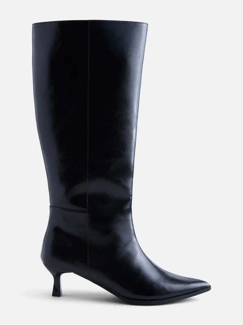 No Boundaries Women\u2019s Kitten Heel Tall Boots | Walmart (US)