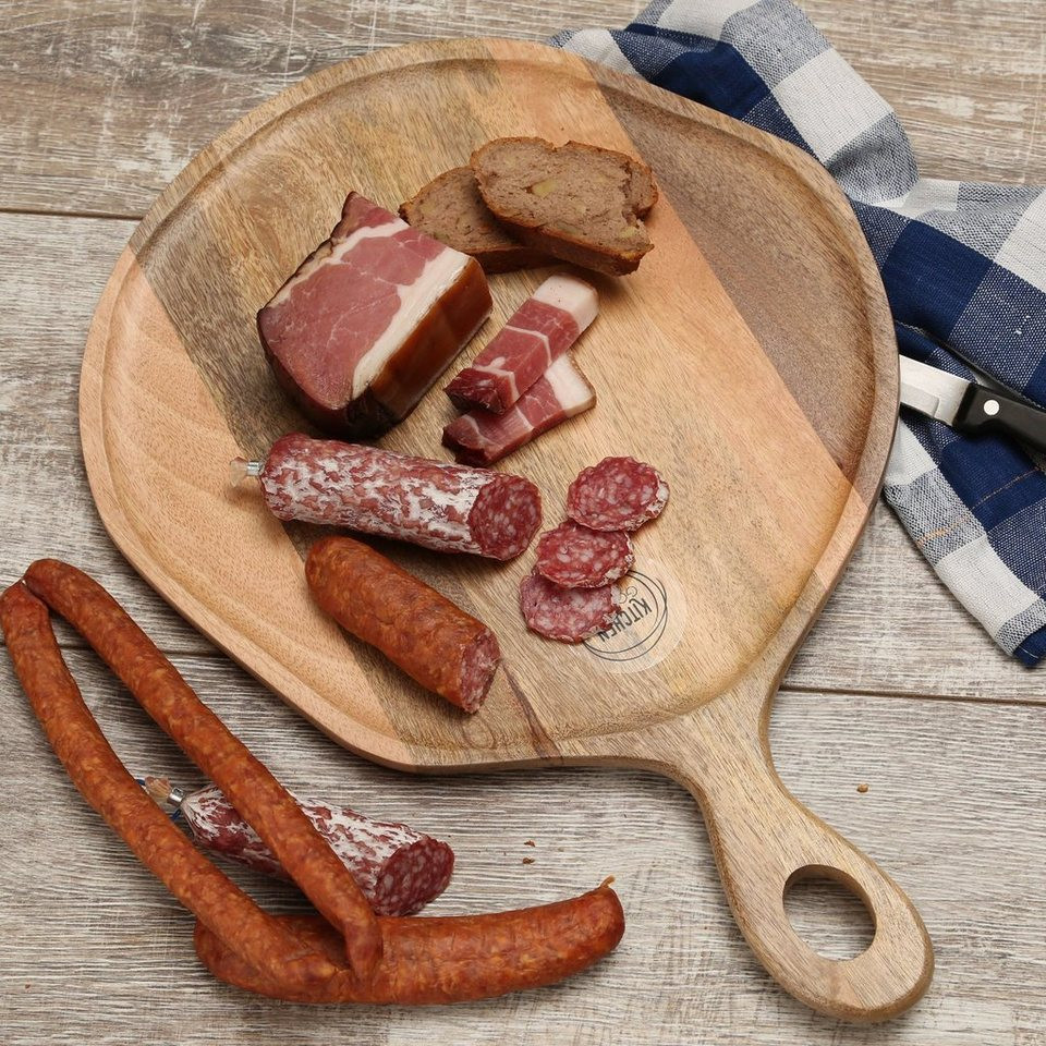 GAUMENKICK Schneidebrett Schneidebrett Servierbrett rund Mangoholz natur Griff Pizzabrett 45cm, H... | OTTO (DE)