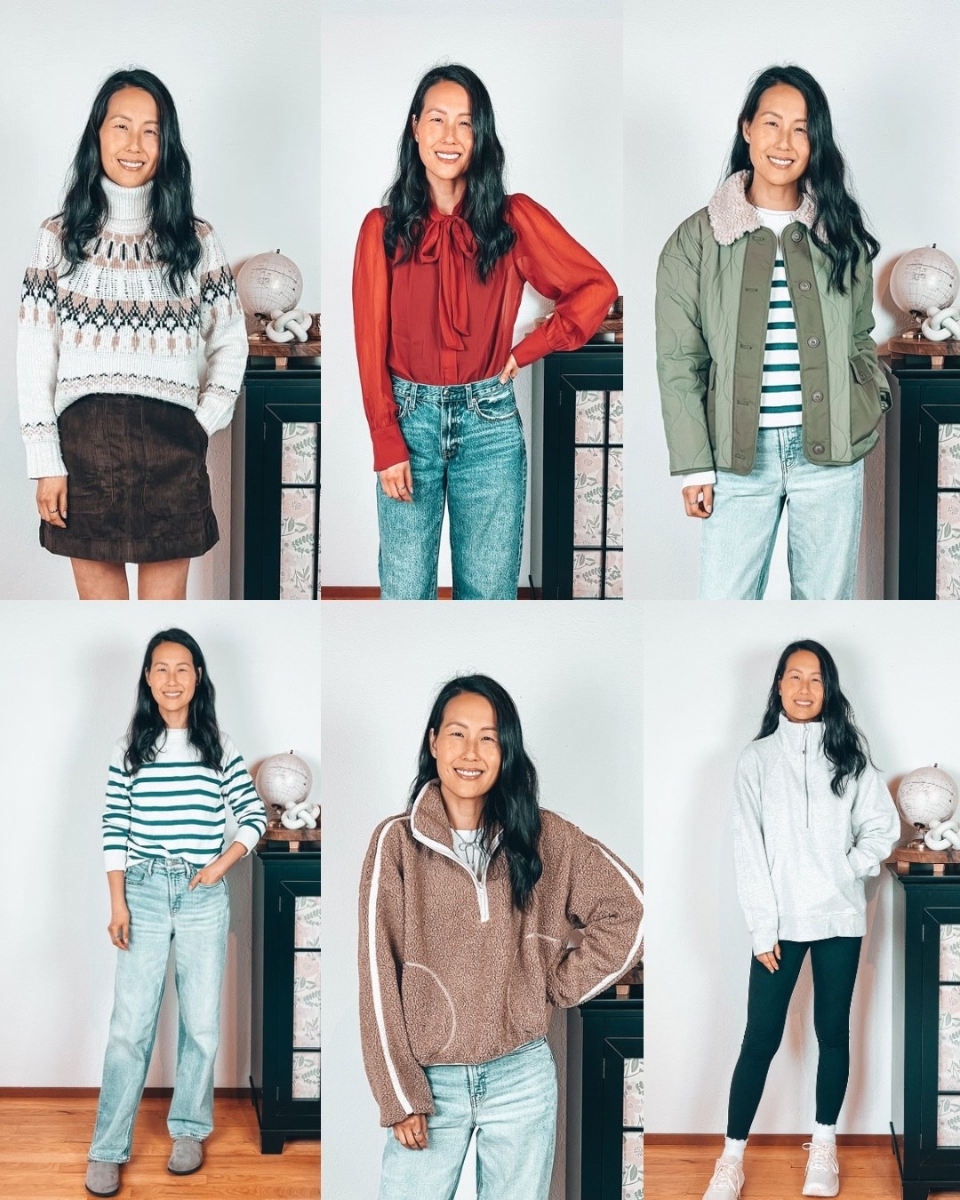 Corduroy skirt, tts
Blouse, tts
Jacket, runs big, consider sizing down
Wide leg jeans, tts
Sherpa sweatshirt, size up for oversized fit
Tunic sweatshirt, size up for oversized fit, wearing large


#LTKSaleAlert #LTKActive #LTKootd