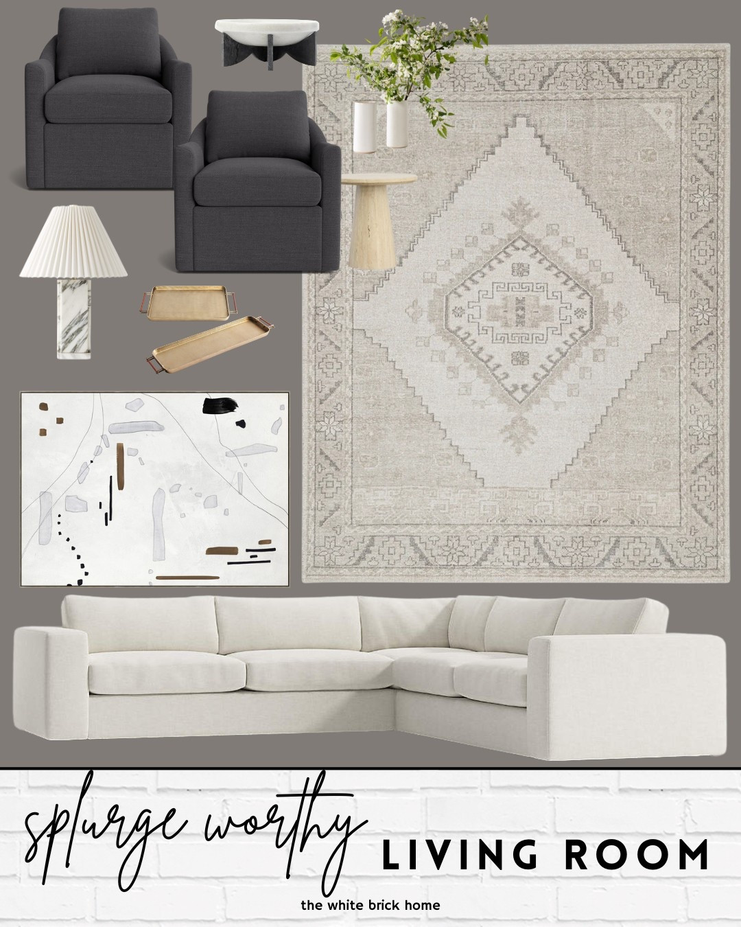 A beautiful living room design that is timeless with modern lines and art! 

🖤🖤

Home Decor, living room, living room furniture, living room decor, living room ideas, rug, area rug, living room rug, sectional, sofa, couch, tray, table lamp, accent chair, chair, wall art, tray, home decor, home accents. Pottery barn, crate and barrel, McGee and co 

#LTKHome #LTKStyleTip #LTKSaleAlert
