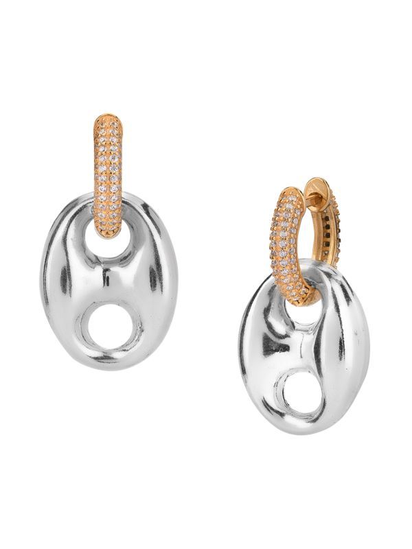 Love Is Love 14K Gold Vermeil, Sterling Silver & Cubic Zirconia Mini Hoop Mariner Earrings | Saks Fifth Avenue OFF 5TH