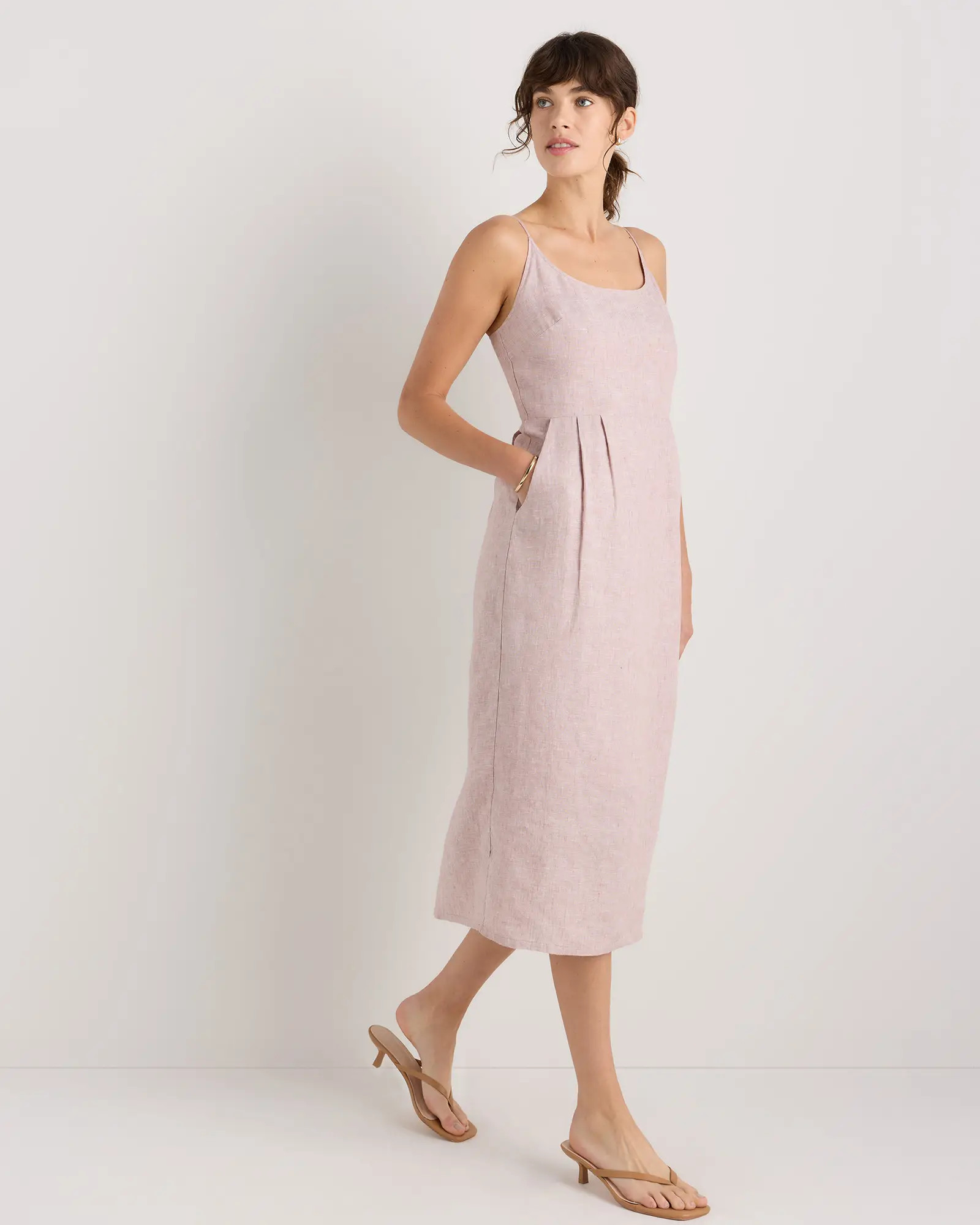 100% European Linen Scoop Neck Midi Dress | Quince