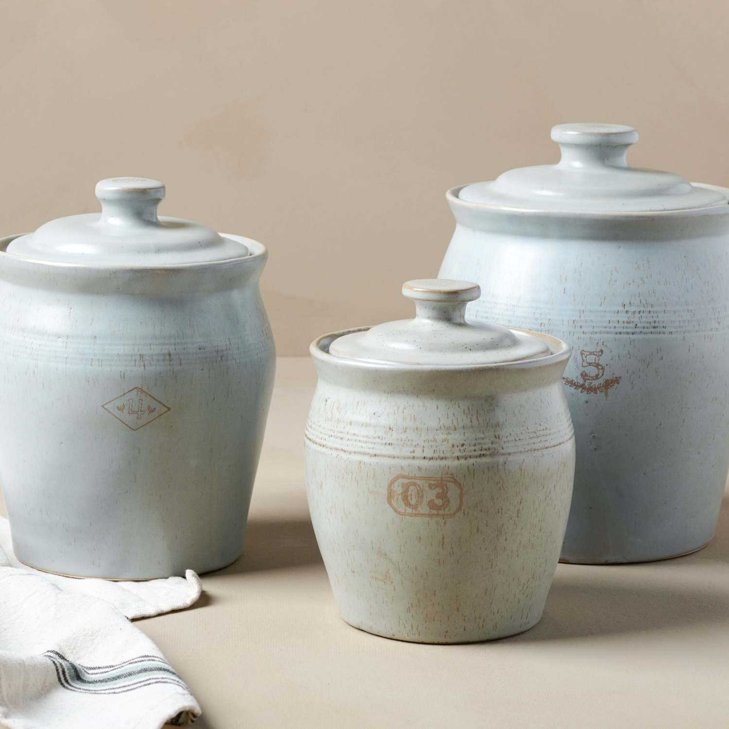 French Grey Embossed Stripe Canister | Magnolia