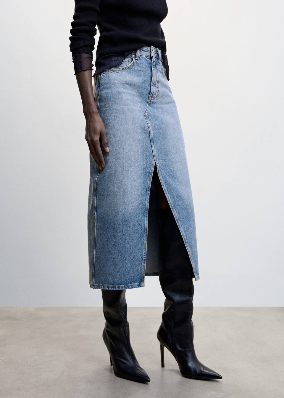 Midi denim skirt -  Women | Mango United Kingdom | MANGO (UK)