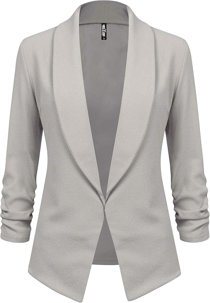 Lock and Love Women 3/4 Sleeve Blazer Open Front Cardigan Jacket Work Office Blazer | Amazon (US)