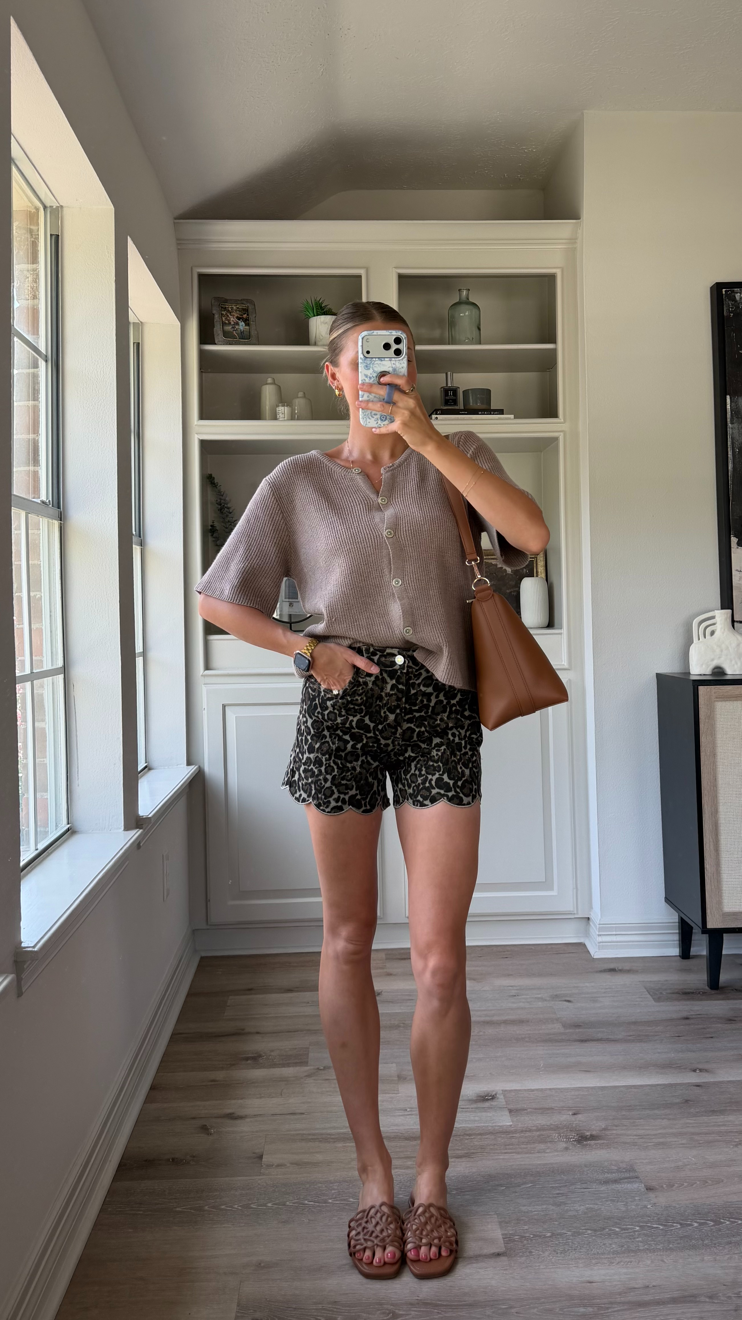 Cute, comfy early fall ootd | S in cardigan sweater, 2 in shorts  

 #LTKootd
