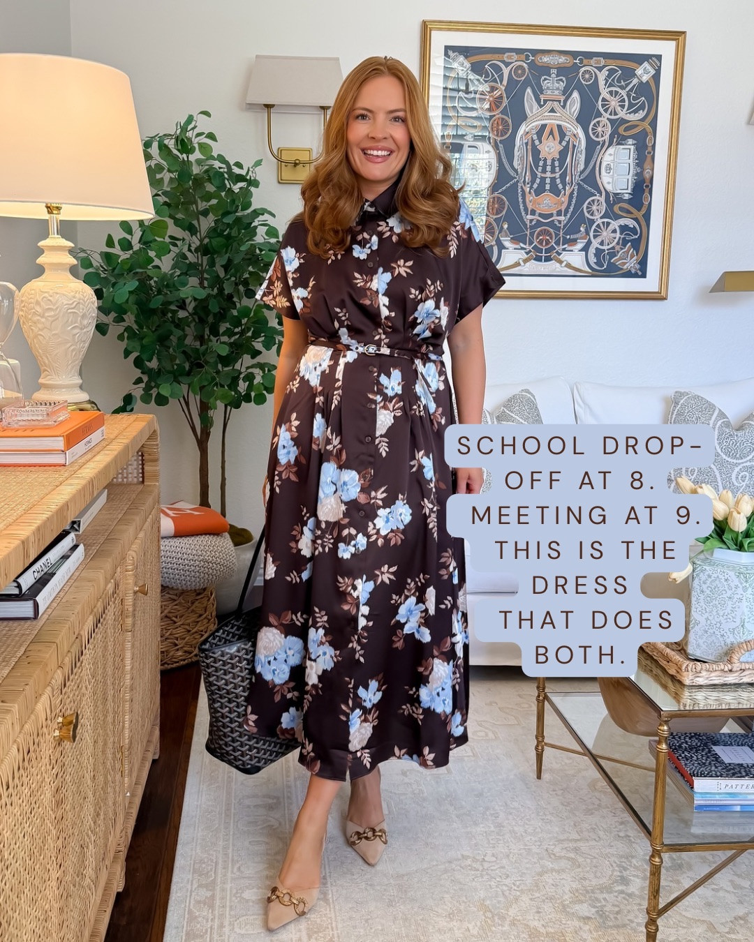 Sizing: small

School drop-off at 8, meeting at 9 — this dress can handle both 🤎 The prettiest fall floral work dress that requires basically ZERO outfit planning. Add a belt + neutral heels and it instantly looks pulled together.
#LTKWorkwear #FallDress #WorkDress #TeacherOutfit #OfficeStyle