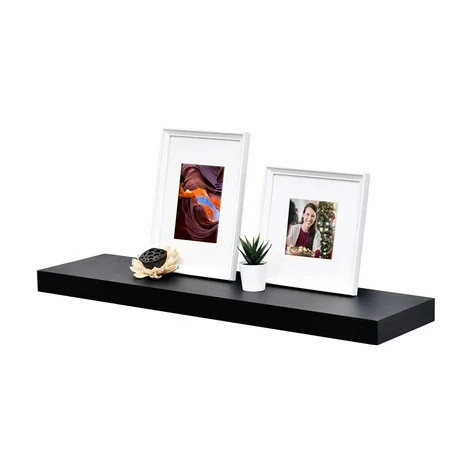 36 inch Black Floating Shelves for Wall Bathroom Wall Mount Shelves Wood Modern Display Shelves Book | Walmart (US)
