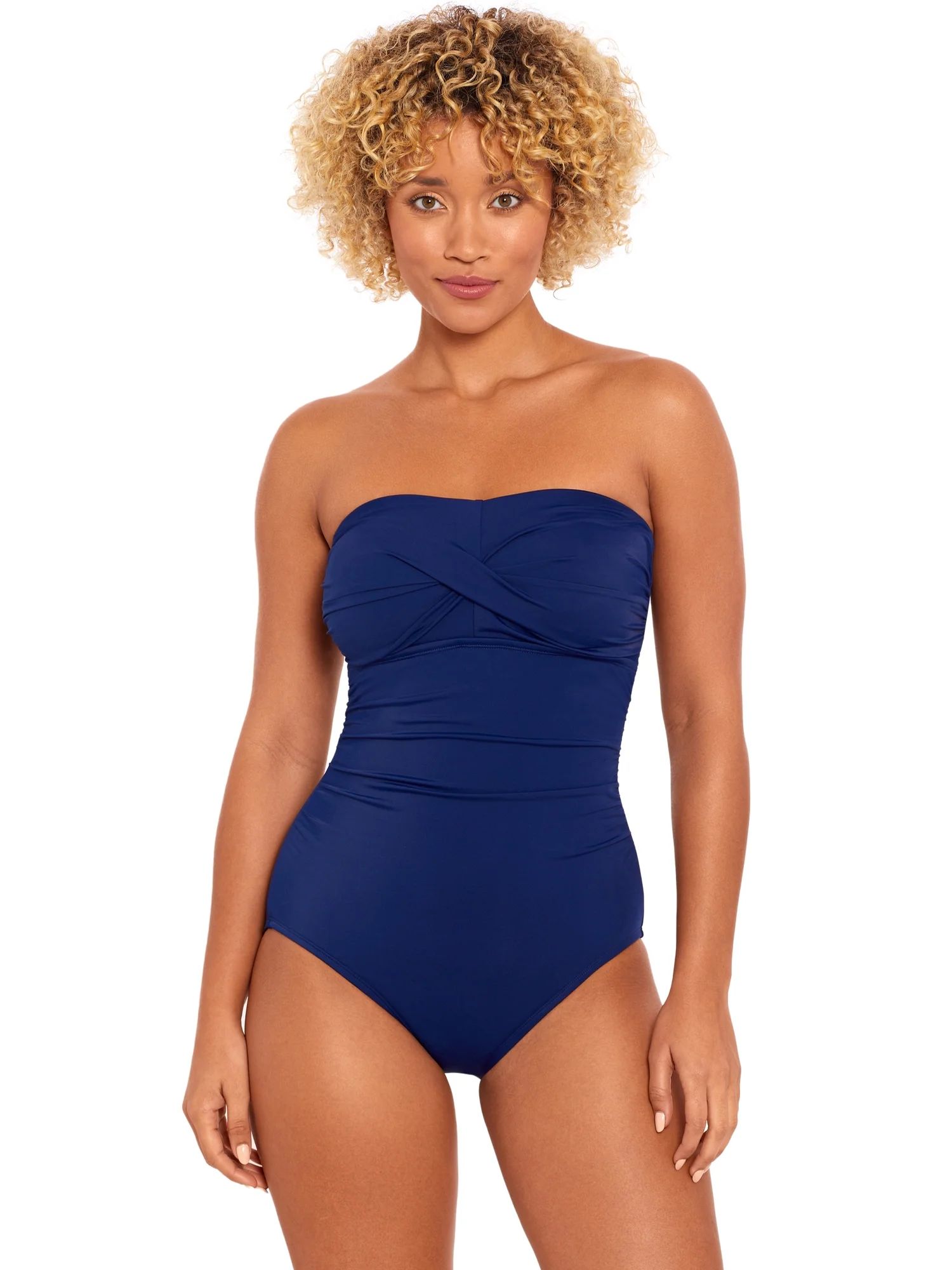 Time and Tru Women’s and Plus Bandeau Twist Front One Piece Swimsuit | Walmart (US)