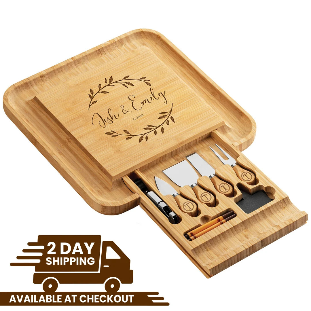 Custom Engraved Bamboo Cheese and Charcuterie Board Set - Etsy | Etsy (US)