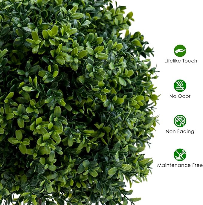 Artificial Topiary Boxwood Ball Trees 20 Inch, Fake Greenery for Front Porch, Indoor Walkway, Ent... | Amazon (US)