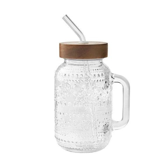 The Pioneer Woman Glass Channing 32-Ounce Tumbler with Wood Lid , Clear - Walmart.com | Walmart (US)