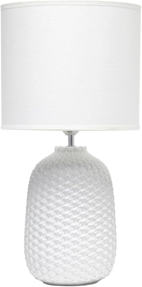 Simple Designs LT1135-OFF 20.4" Tall Traditional Ceramic Purled Texture Bedside Table Desk Lamp w... | Amazon (US)