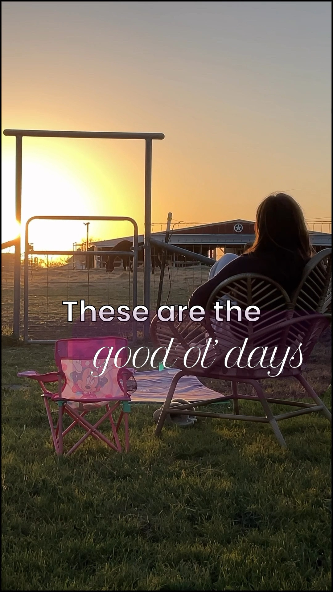 Watching these golden sunsets go down behind the barn with you (when you’re able to sit still for a sec lol) are the sweetest moments I’ll never forget. They’re the ones I’ll always look back on when I’m old and gray thinking about them good ol’ days on the farm with my tiny cowgirl with the curlies.

I know not what the future holds for us my angel, but I know this chapter- this accidental farm girl era of ours- will be pretty tough to beat. ✨👵🏻🕯️💛🌅🧑‍🧒🏠🐴 

#slowliving #grandmacore #countrylife 

#LTKselfcare #LTKKids #LTKmomlife