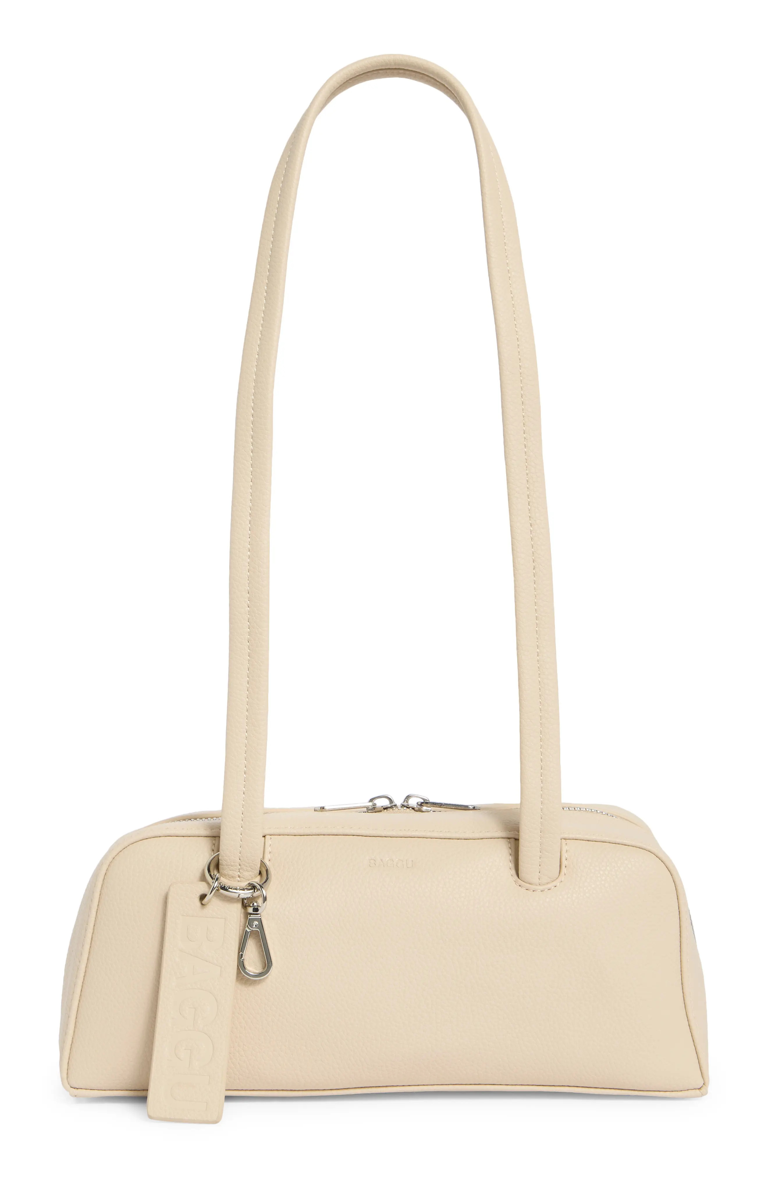 Baggu Small Recycled Leather Bowler Shoulder Bag in Stone at Nordstrom Rack | Nordstrom Rack