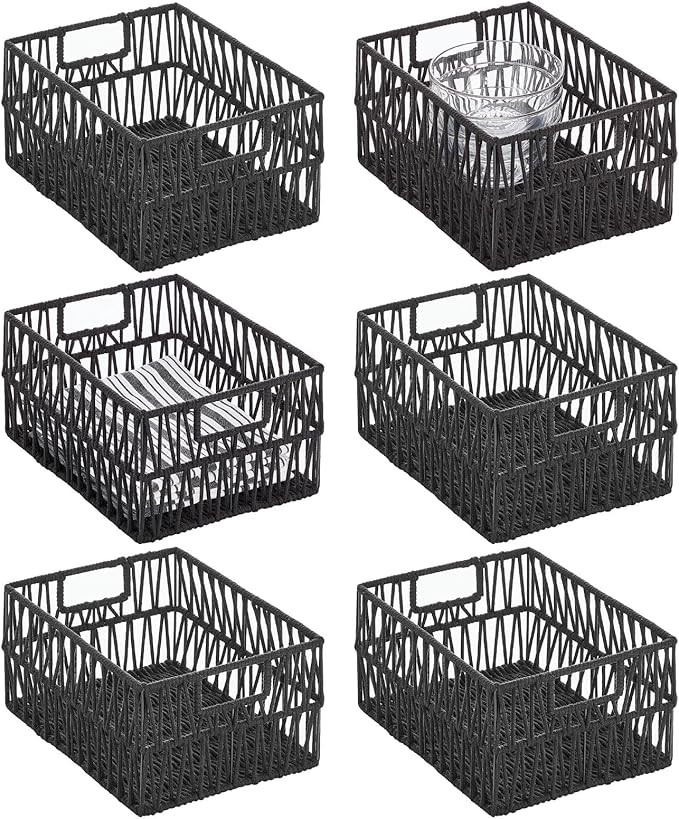 mDesign Metal Wire Cotton Rope Small Macrame Boho Storage Basket Decorative Bin w/Handles; Organi... | Amazon (US)