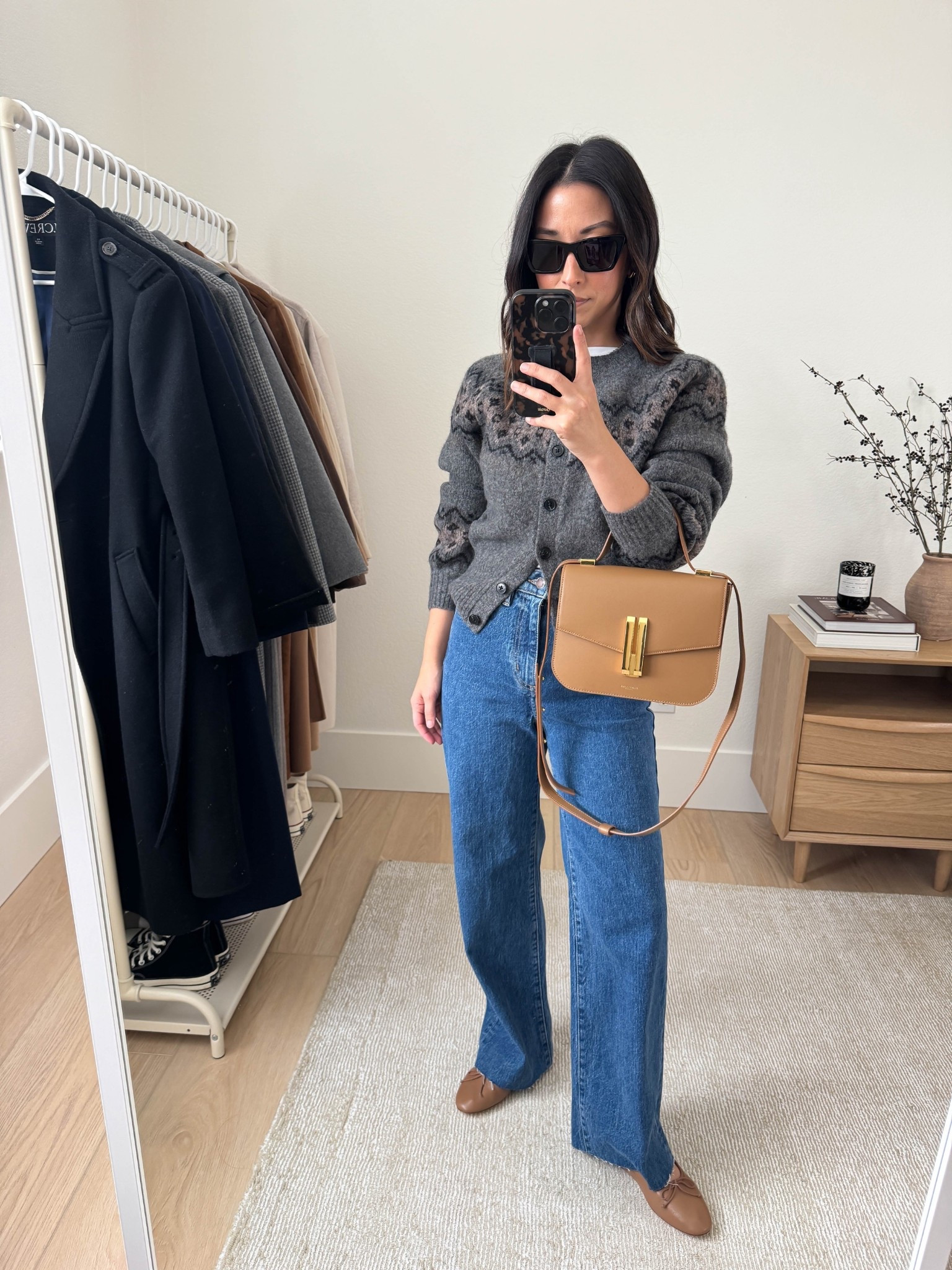 Thanksgiving 2025 outfit idea.

Obsessed with these fair isle cardigans from Aritzia. So soft and the best neutral colors and the best prices! I sized up to a small.

Aritzia Chorus cardigan small
Aritzia Remy high rise jeans 26 (sized up), cut hems
Loeffler Randall flats 5.5
DeMellier bag
Celine sunglasses 

Petite style, fall style, fall outfits, Thanksgiving outfit, holiday style 



#LTKPetite #LTKHoliday #LTKSeasonal