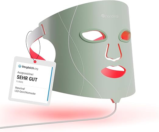 Nanoleaf LED-Lichttherapie-Gesichtsmaske, 7 gezielte Lichtmodi, tragbare Rotlichtmaske mit NIR-LE... | Amazon (DE)
