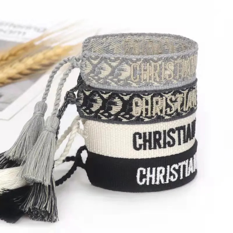Designer Luxury Fashion Jewelry Handmade Signature Embroidered Color Cotton Bracelet Women Men Wo... | DHGate