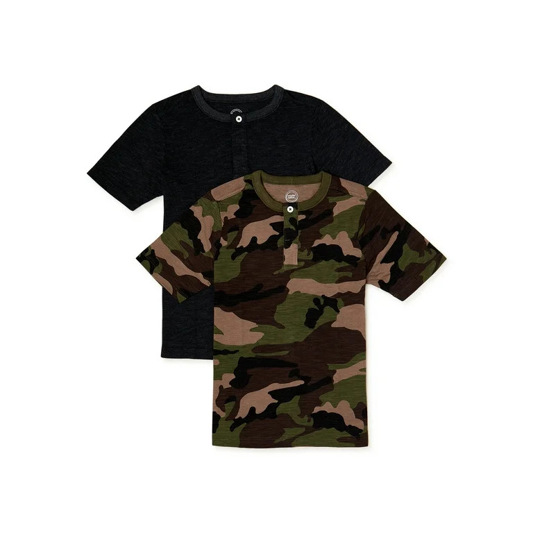 Wonder Nation Boys Short Sleeve Knit Henley Top, 2-Pack, Sizes 4-18 & Husky | Walmart (US)