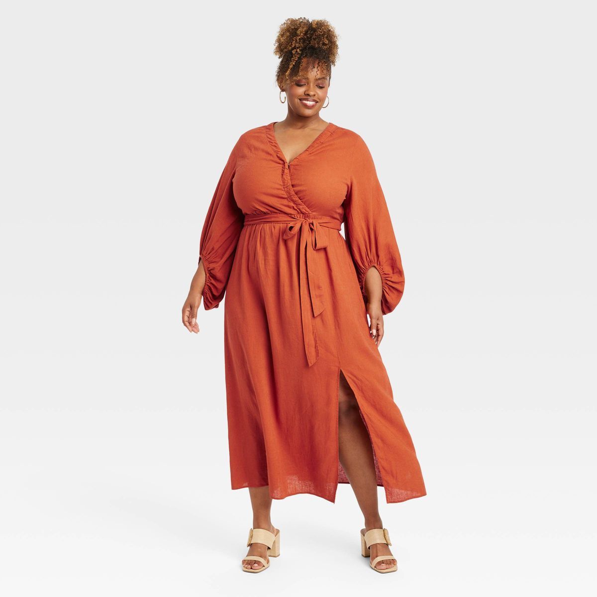 Women's Bishop Long Sleeve Maxi Wrap Dress - Ava & Viv™ | Target