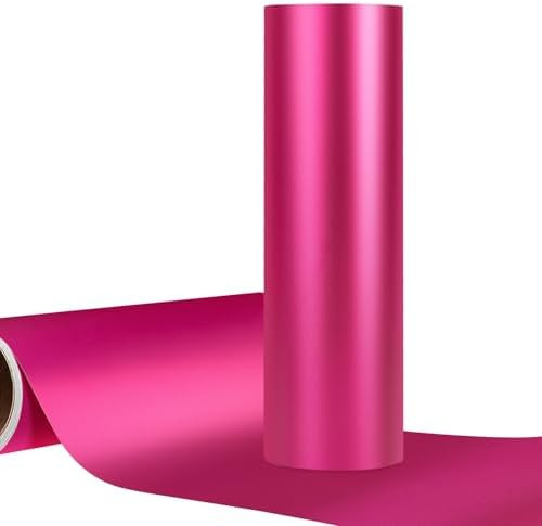 WRAPXPERT Hot Pink Permanent Vinyl Metallic, 12" x5ft Pink Matte Adhesive Vinyl Satin Metallic Cr... | Amazon (US)