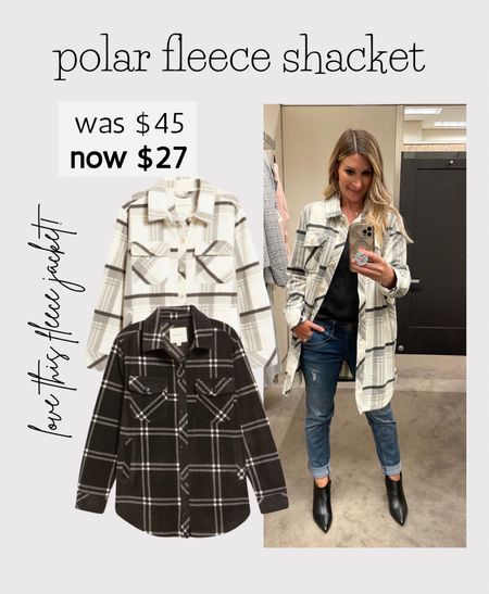 Thread and supply polar fleece shackets now 40% off. Super soft! The lighter plaid is a longer length than black/white. Wearing size xs. 

Nordstrom 

#LTKfindsunder50 #LTKSeasonal #LTKsalealert