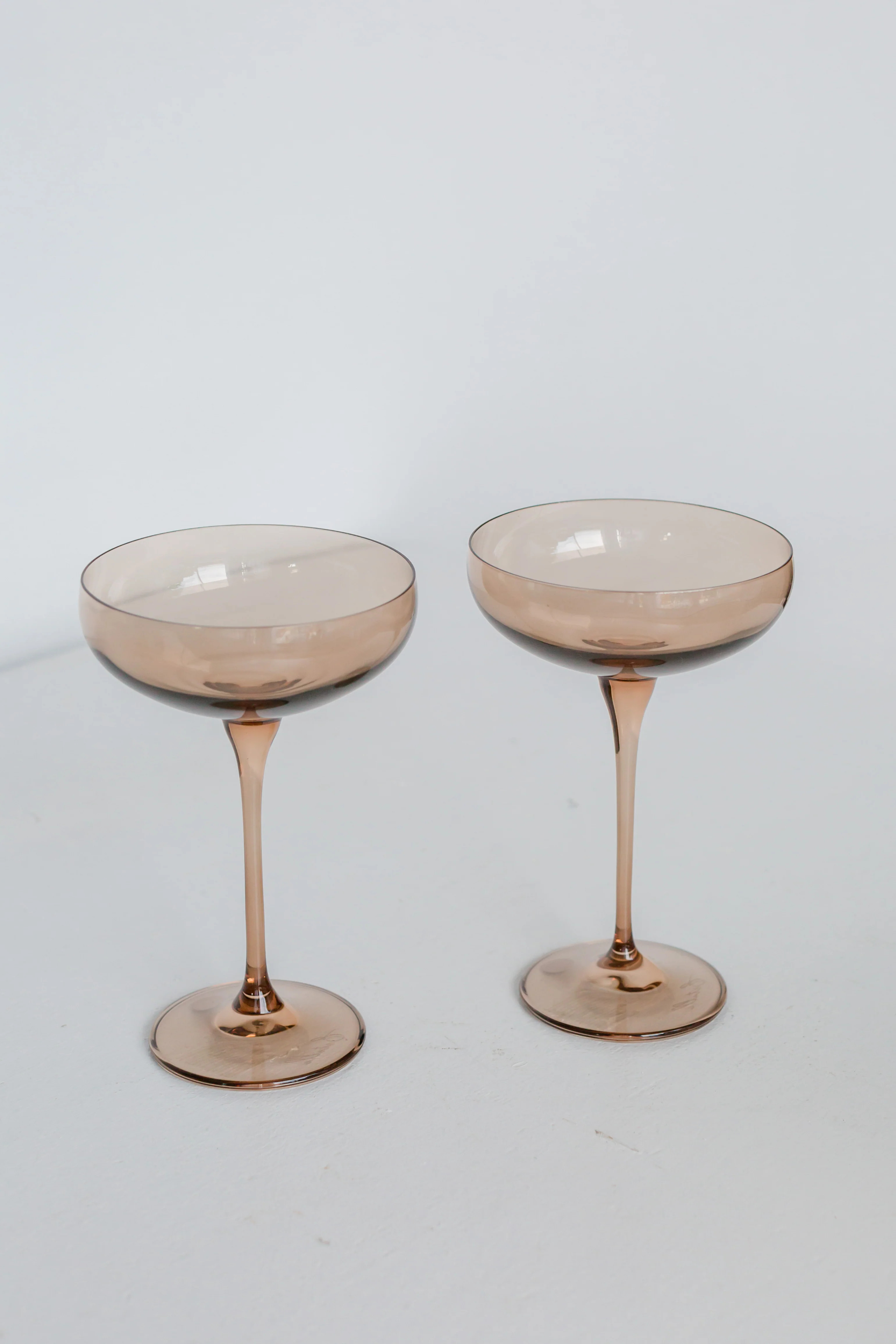 Estelle Colored Champagne Coupe Stemware - Set of 2 {Mocha Mousse (Our | Estelle Colored Glass