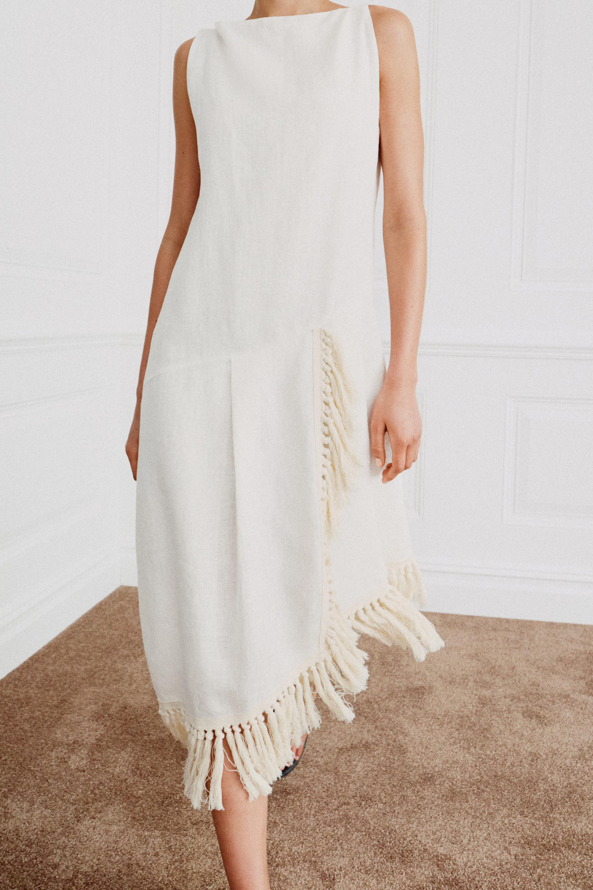 ZW COLLECTION 100% LINEN FRINGED DRESS | Zara US