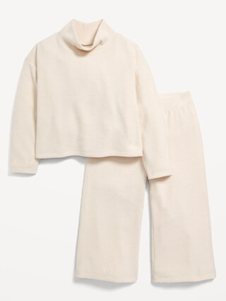 Cozy Rib-Knit Mock-Neck Top &amp; Wide-Leg Pants Set for Toddler Girls | Old Navy (US)