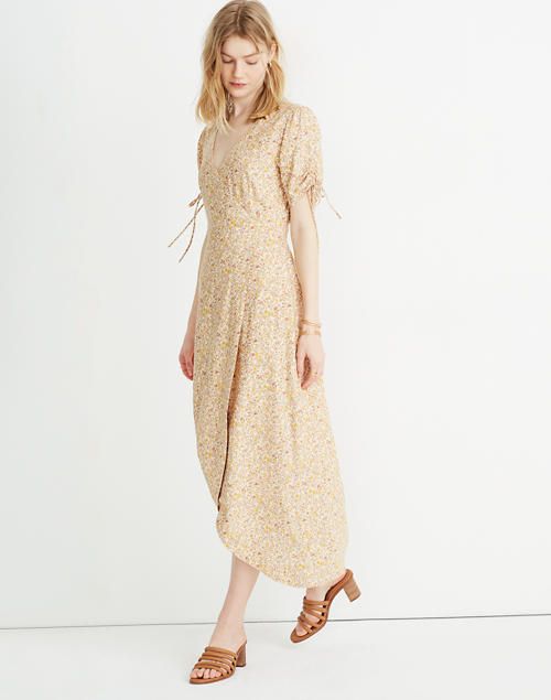 Peekaboo-Sleeve Maxi Dress in Blossoming Vines | Madewell