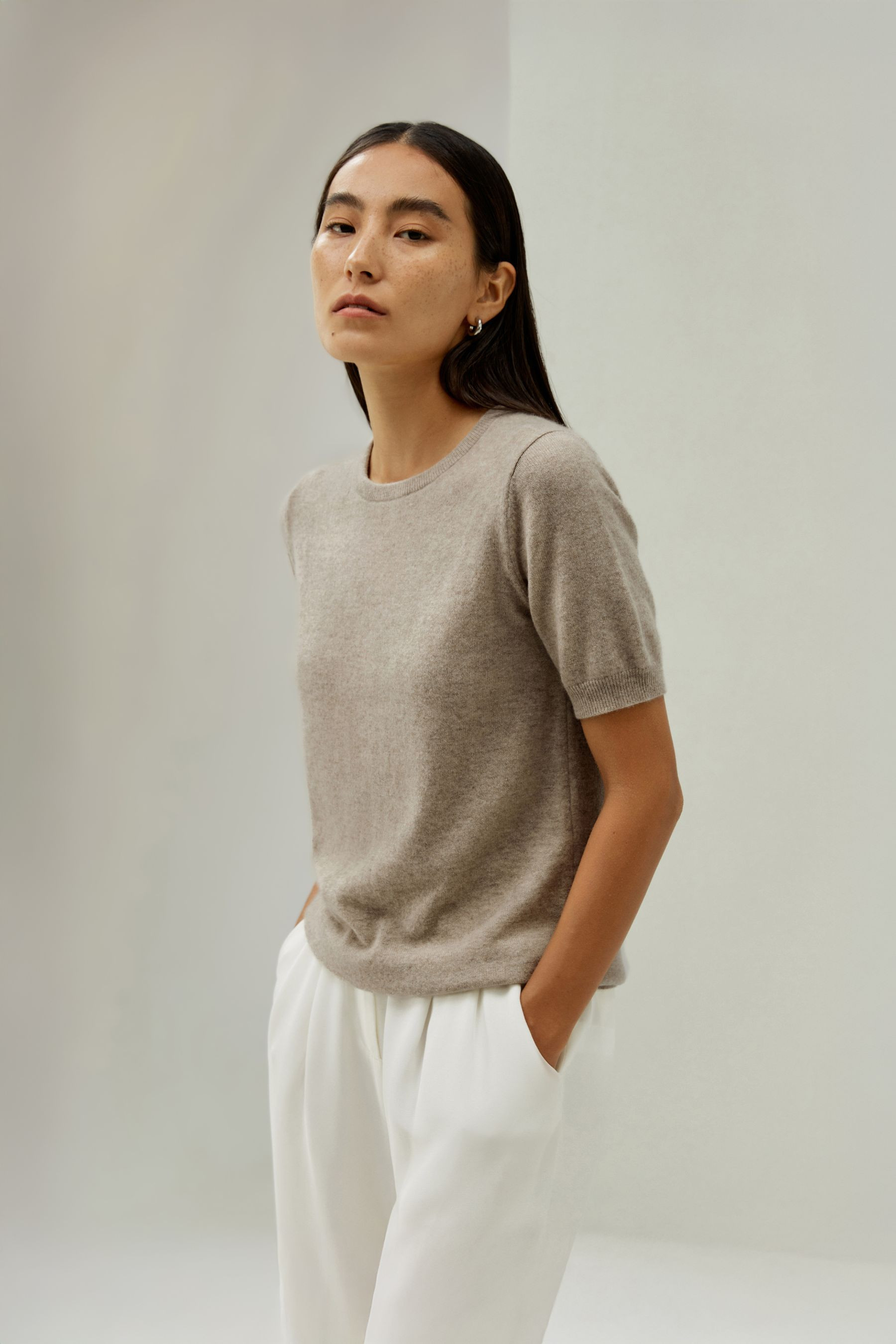 Crew Neck Basic Knit Top | LilySilk