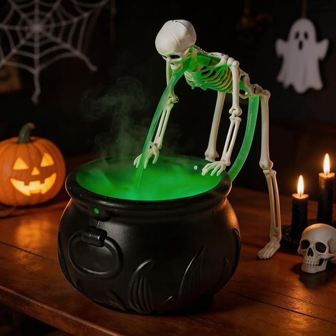 Halloween Decorations Indoor - Vintage Puking Skeleton Cauldron | Amazon (US)
