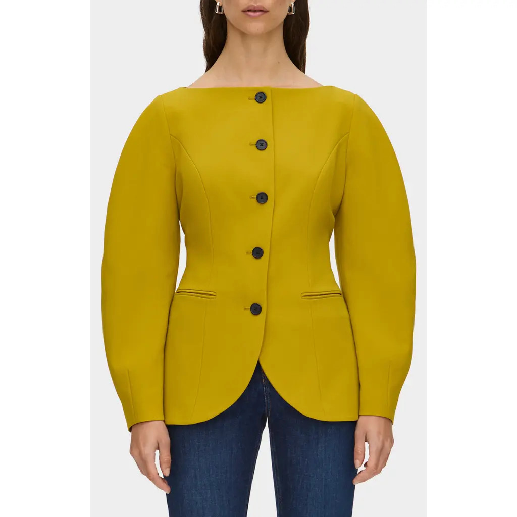 ALIGNE Artemis Barrel Sleeve Jacket in Mustard at Nordstrom, Size 4 | Nordstrom