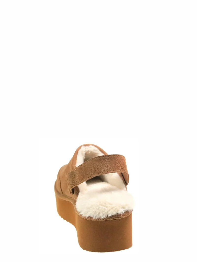 Joyspun Women's Faux Fur Convertible Clog Slippers | Walmart (US)