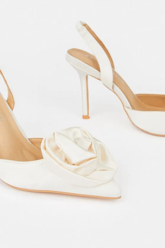 Flower Detail Court Slingback Heel | Karen Millen UK + IE + DE + NL