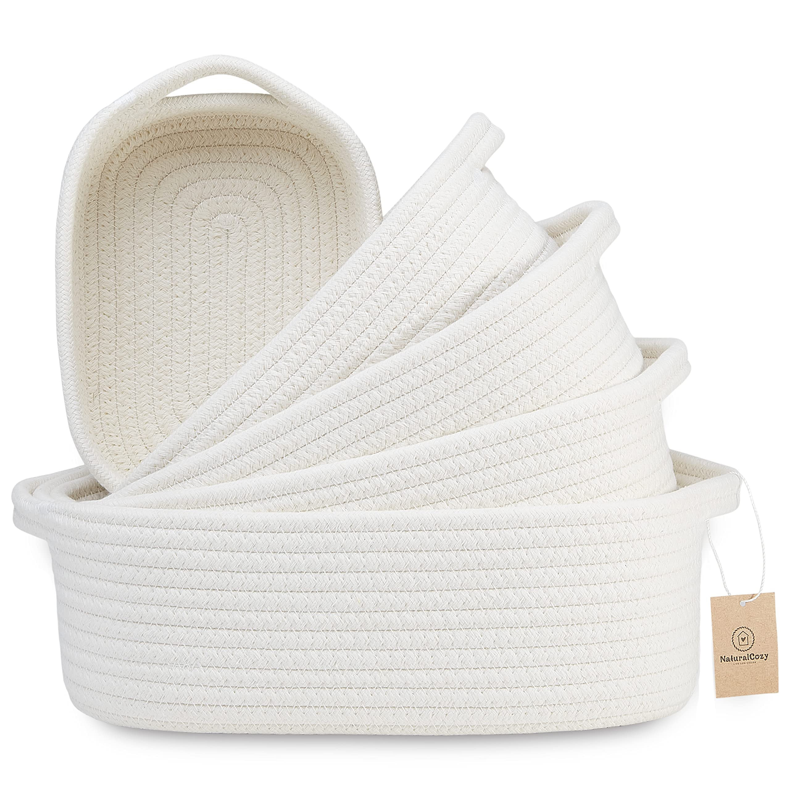 NaturalCozy 5-Piece Rectangle Storage Basket Set- Natural Cotton Rope Woven Baskets for Organizin... | Amazon (CA)