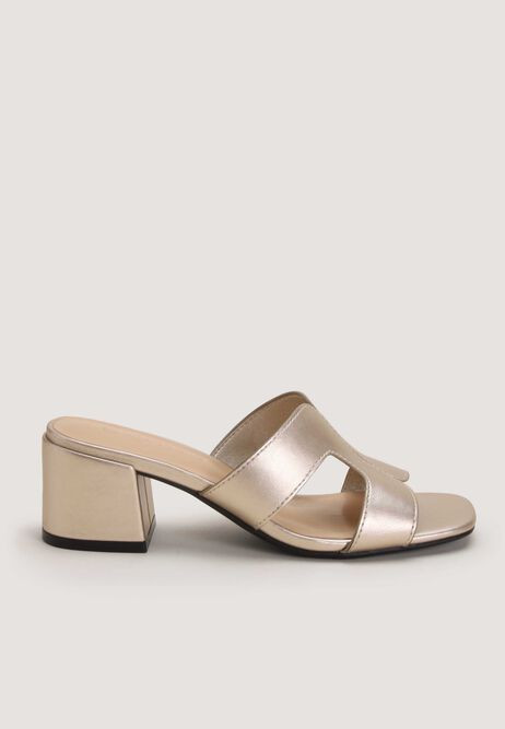 Womens Gold Plain Geo Strap Mule | Peacocks