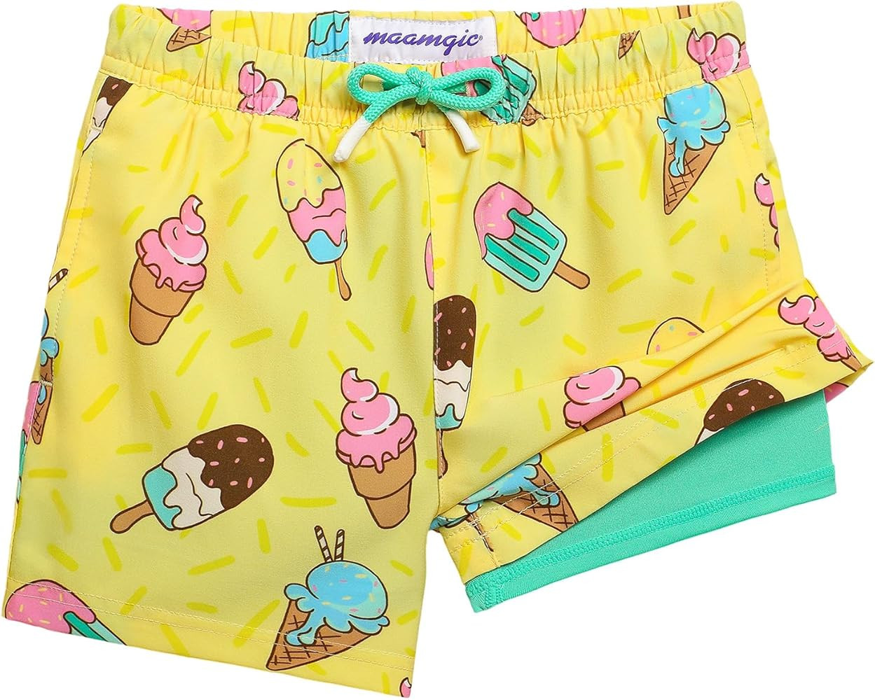 maamgic Boys Swim Trunks with Compression Liner Toddler Stretch Swim Shorts | Amazon (US)