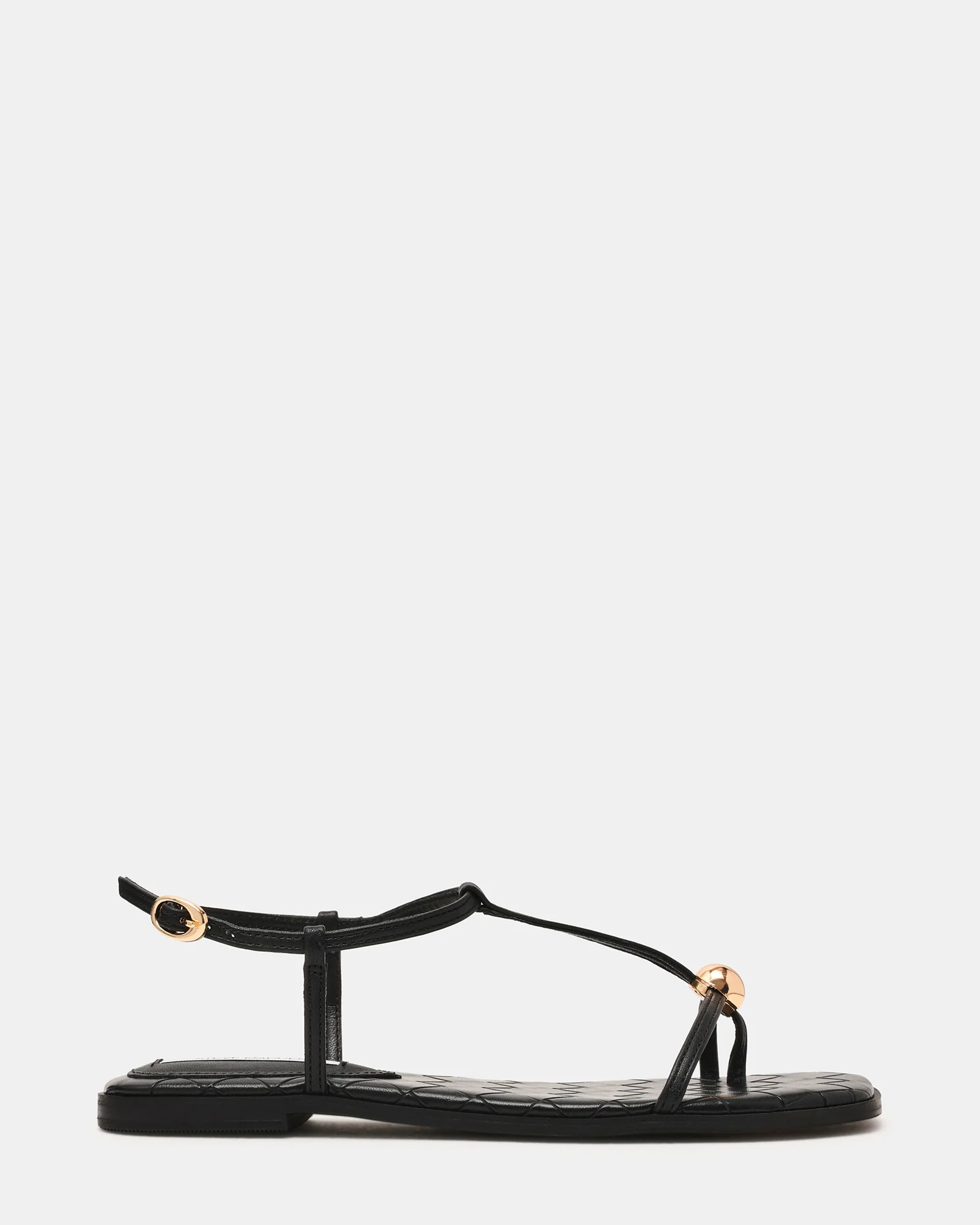RITZY Woven Black Square-Toe Strappy Women's Sandal | Steve Madden (US)