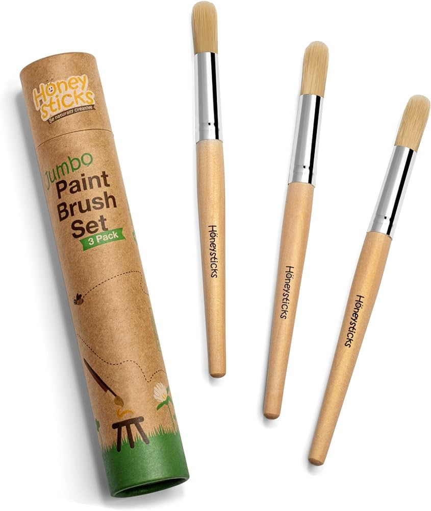 Honeysticks Jumbo Paint Brush Set - 3 Pack. Jumbo Paint Brushes for Kids with a Large Wood Handle... | Amazon (US)