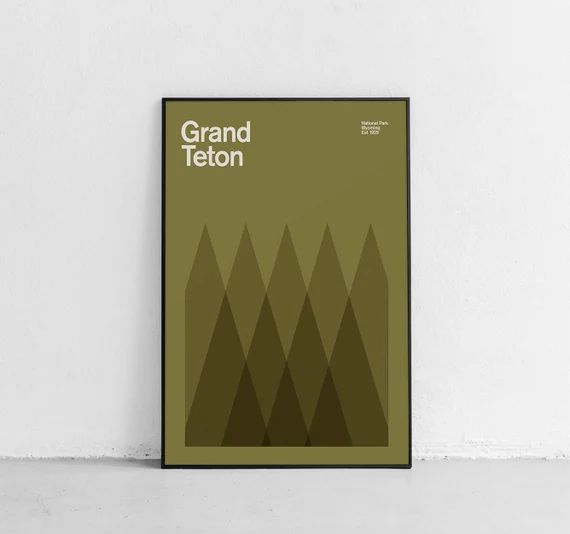 Grand Teton National Park Mid-Century Travel Poster Abstract | Etsy | Etsy (US)