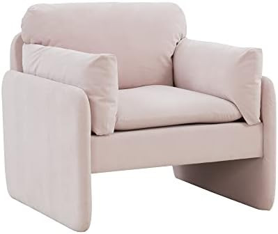 MEXIYA Gabrielle Modern Pink Textured Velvet Upholstered Accent Chair Living Room Chairs with Sof... | Amazon (US)