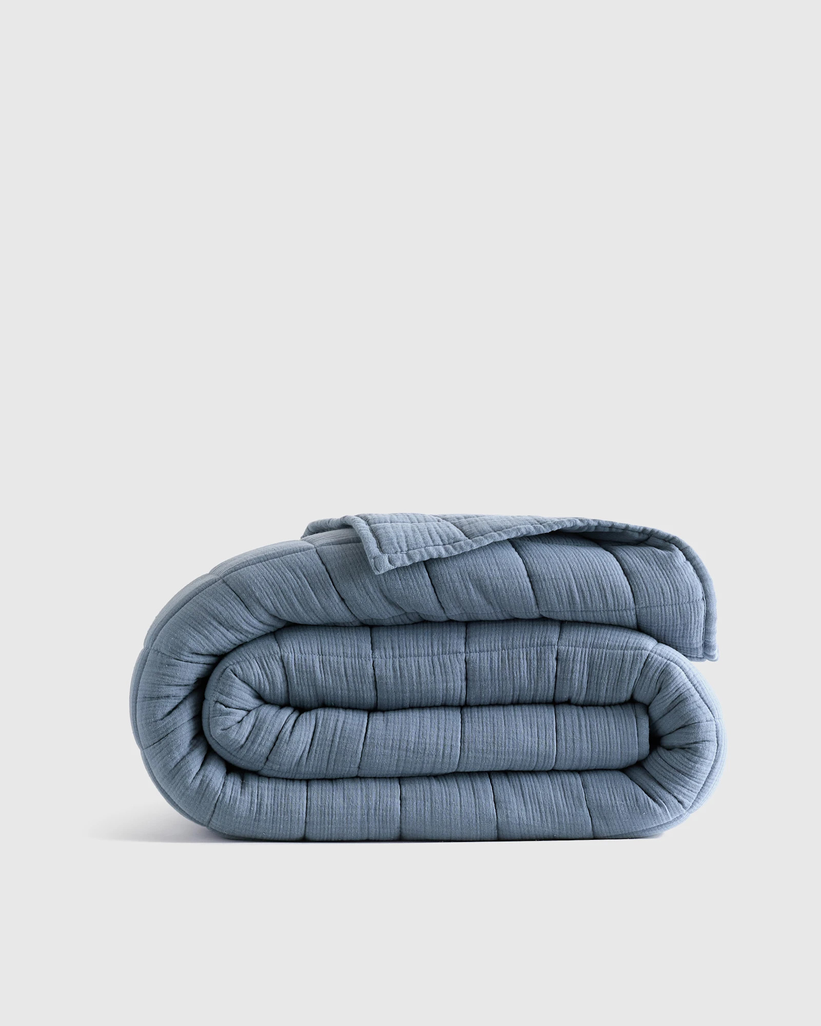 Quince | Organic Airy Gauze Box Quilt in Mist, Size Twin, Cotton | Quince