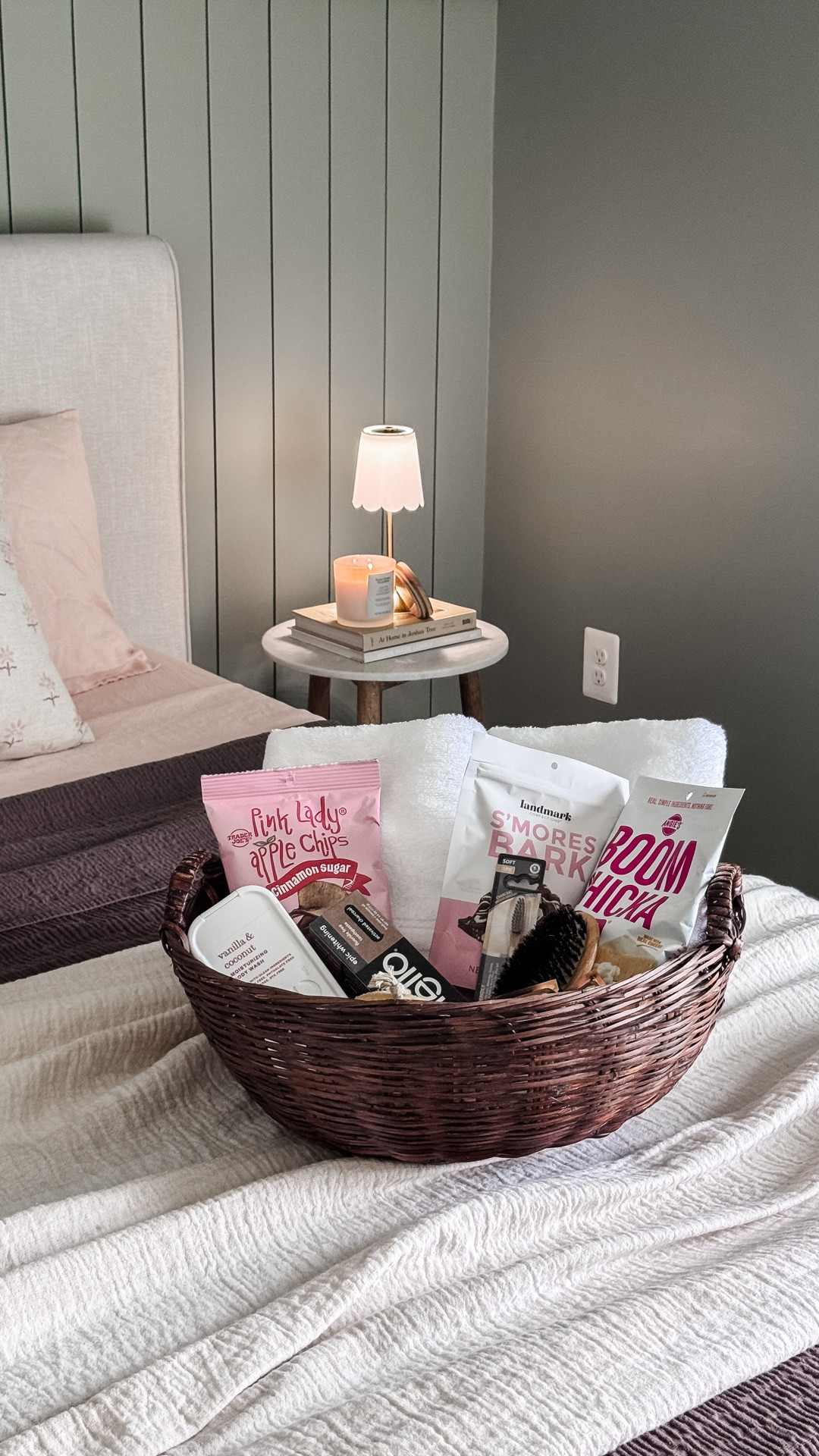 Create a welcome basket with things my guests might need : fresh cleaned towels, snacks, body wash & sponge, toothpaste & toothbrush, hair brush, and a charger.  I also added water in the nightstand. What else would you recommend?

#LTKHome #LTKSeasonal